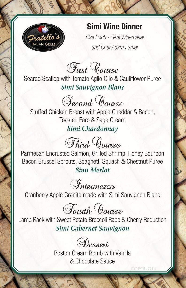 Fratello's Italian Grille - Laconia, NH menu_pic