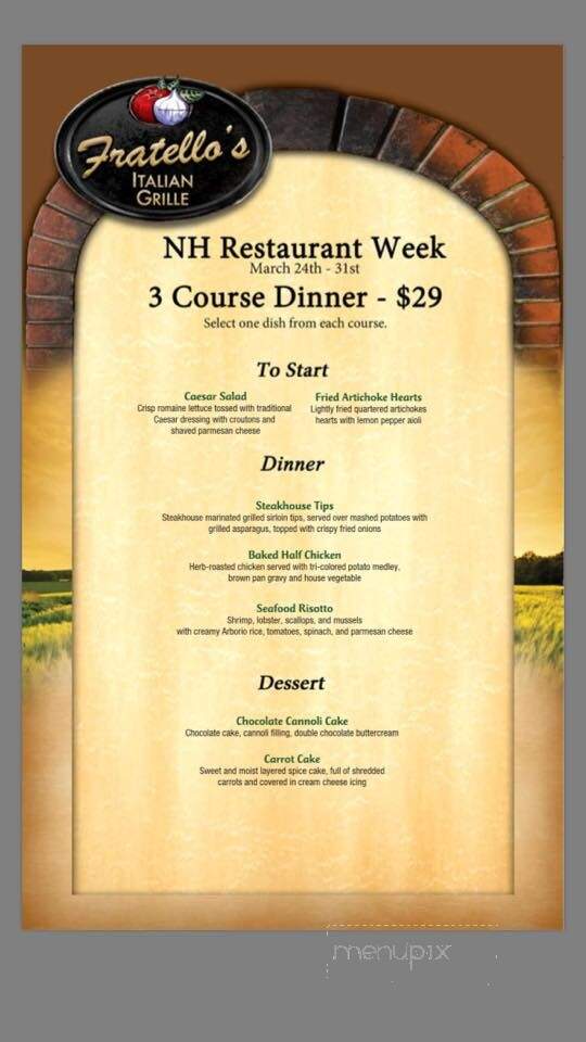 Fratello's Italian Grille - Laconia, NH menu_pic