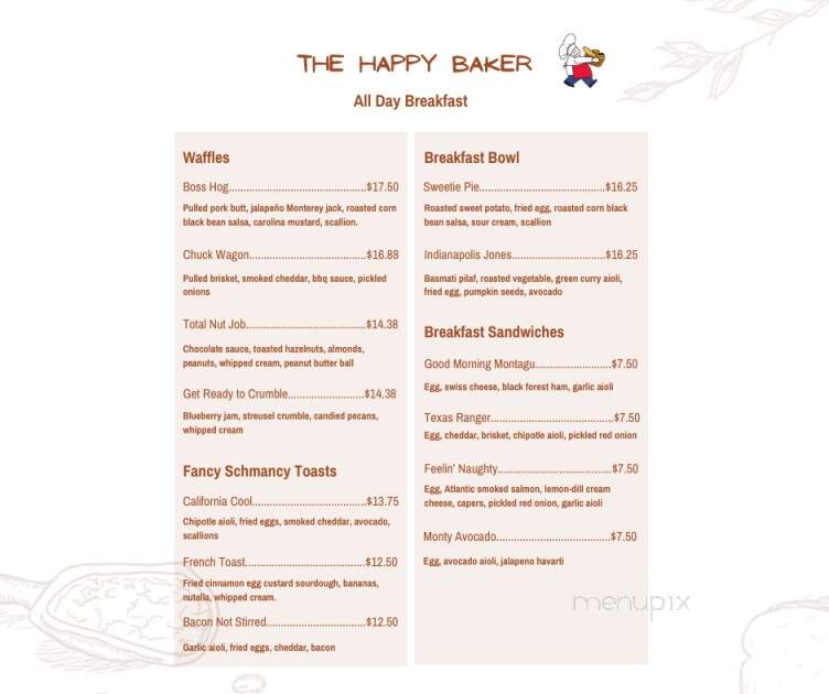 The Happy Baker - Fredericton, NB menu_pic