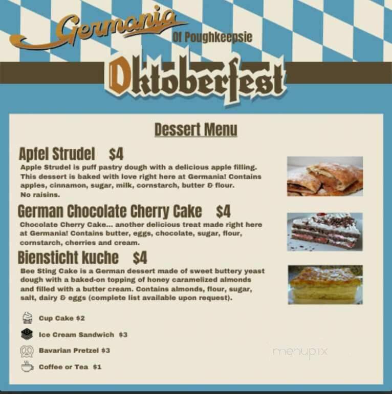 Germania Hall - Poughkeepsie, NY menu_pic