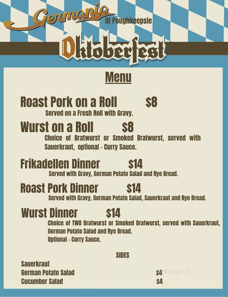 Germania Hall - Poughkeepsie, NY menu_pic