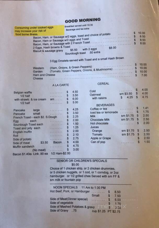 Coachman Inn - Cooperstown, ND menu_pic