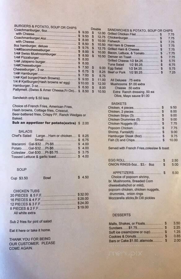Coachman Inn - Cooperstown, ND menu_pic
