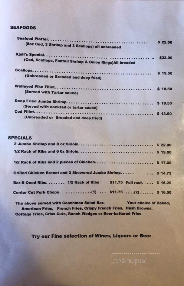 Coachman Inn - Cooperstown, ND menu_pic