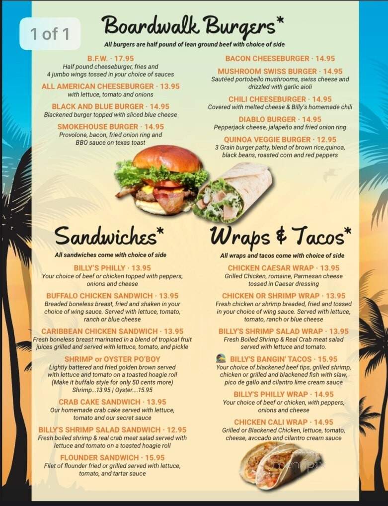 Boardwalk Billy's - North Myrtle Beach, SC menu_pic