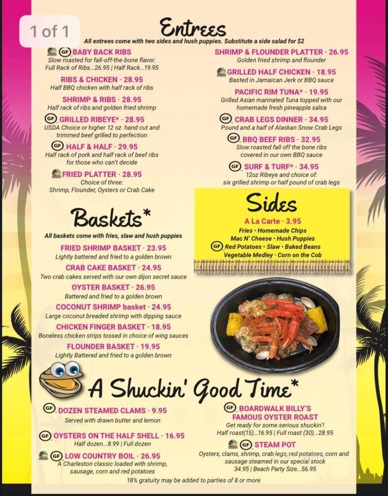 Boardwalk Billy's - North Myrtle Beach, SC menu_pic