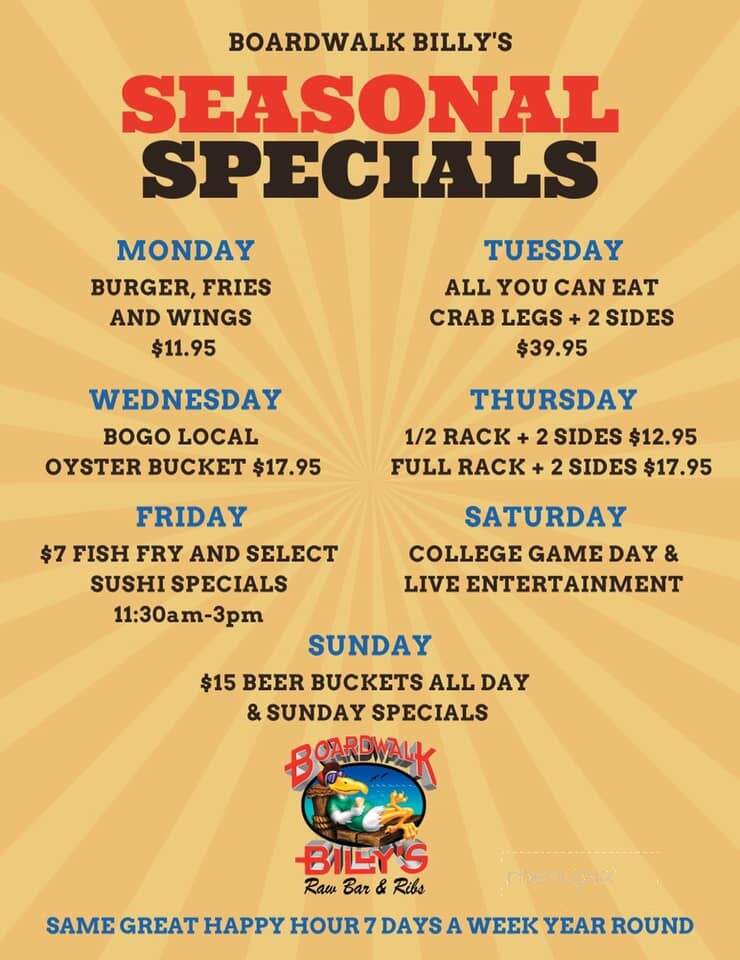 Boardwalk Billy's - North Myrtle Beach, SC menu_pic