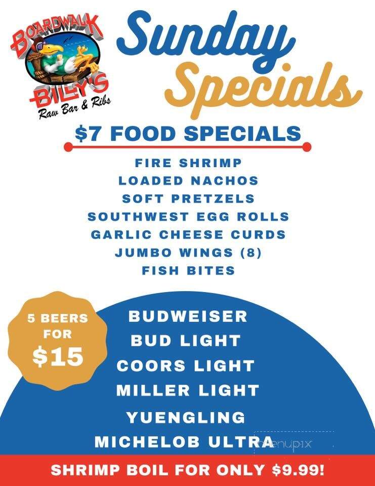 Boardwalk Billy's - North Myrtle Beach, SC menu_pic