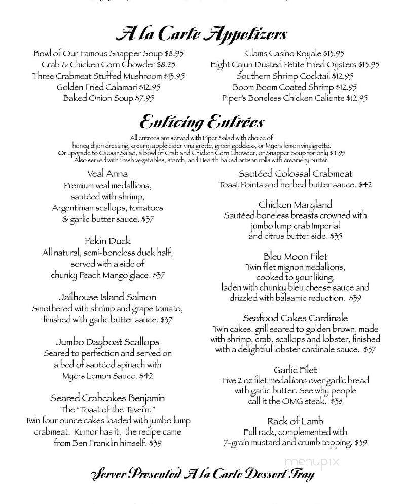 Piper Tavern - Pipersville, PA menu_pic