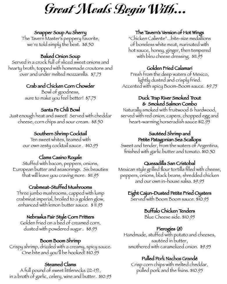 Piper Tavern - Pipersville, PA menu_pic