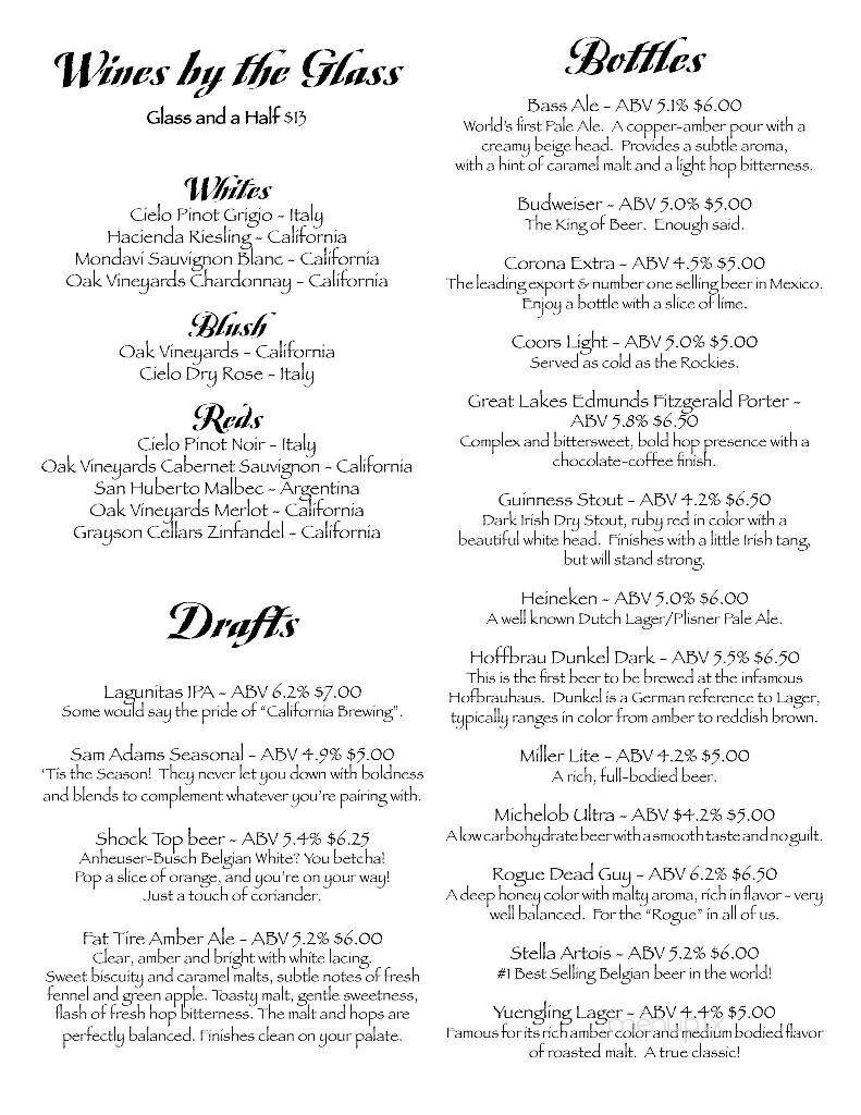Piper Tavern - Pipersville, PA menu_pic