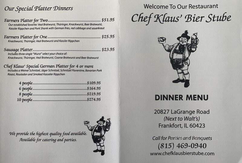 Chef Klaus Bierstube - Frankfort, IL