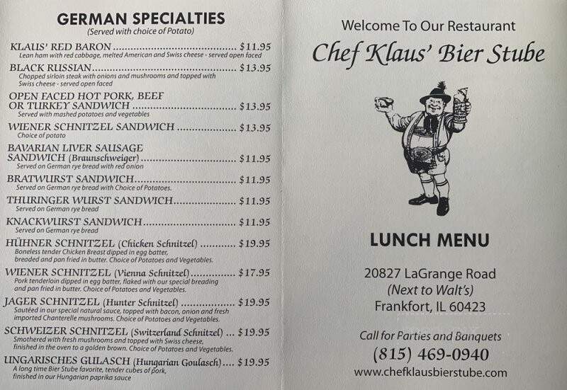 Chef Klaus Bierstube - Frankfort, IL