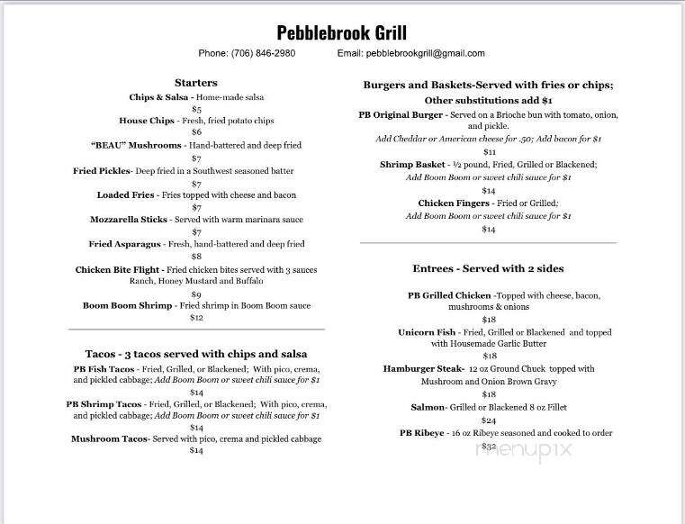 Pebblebrook Golf Grill - Woodbury, GA menu_pic