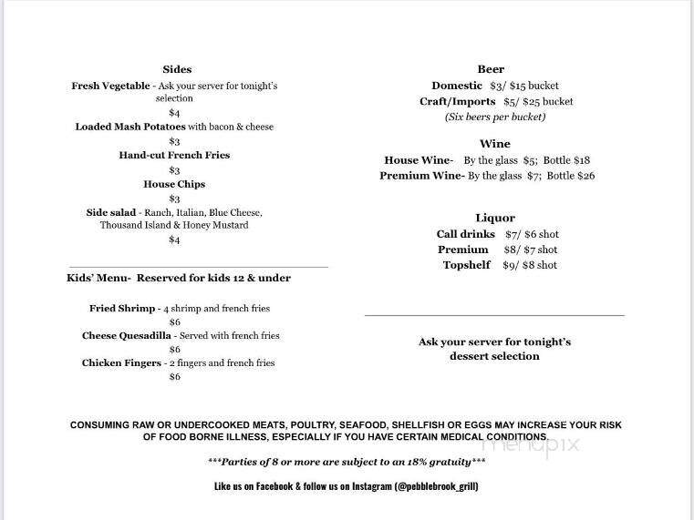 Pebblebrook Golf Grill - Woodbury, GA menu_pic