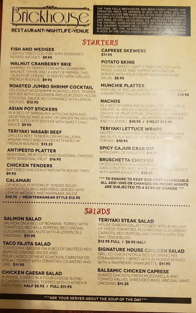 Brickhouse - Twin Falls, ID menu_pic