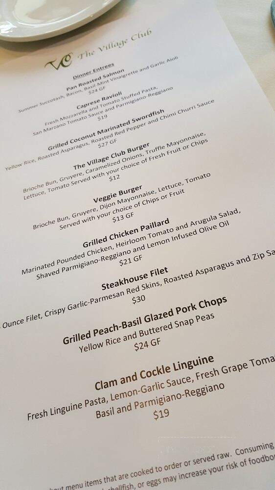 The Village Club - Bloomfield Hills, MI menu_pic