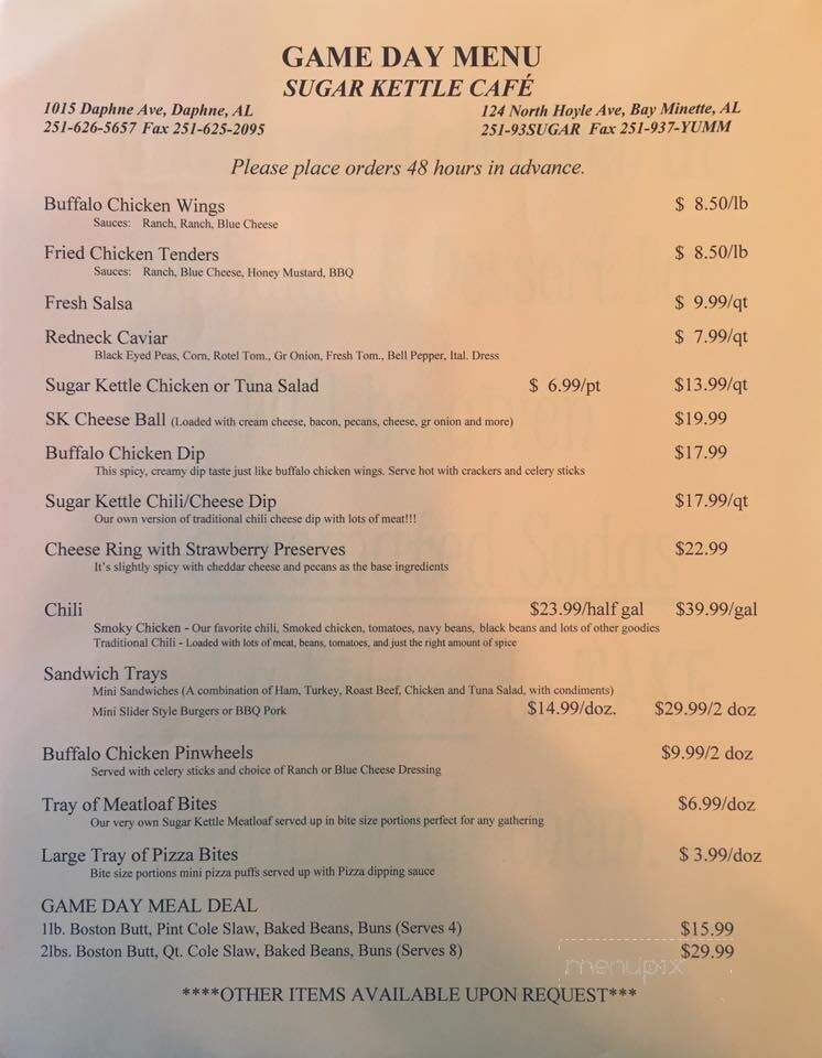 Sugar Kettle Cafe - Daphne, AL menu_pic