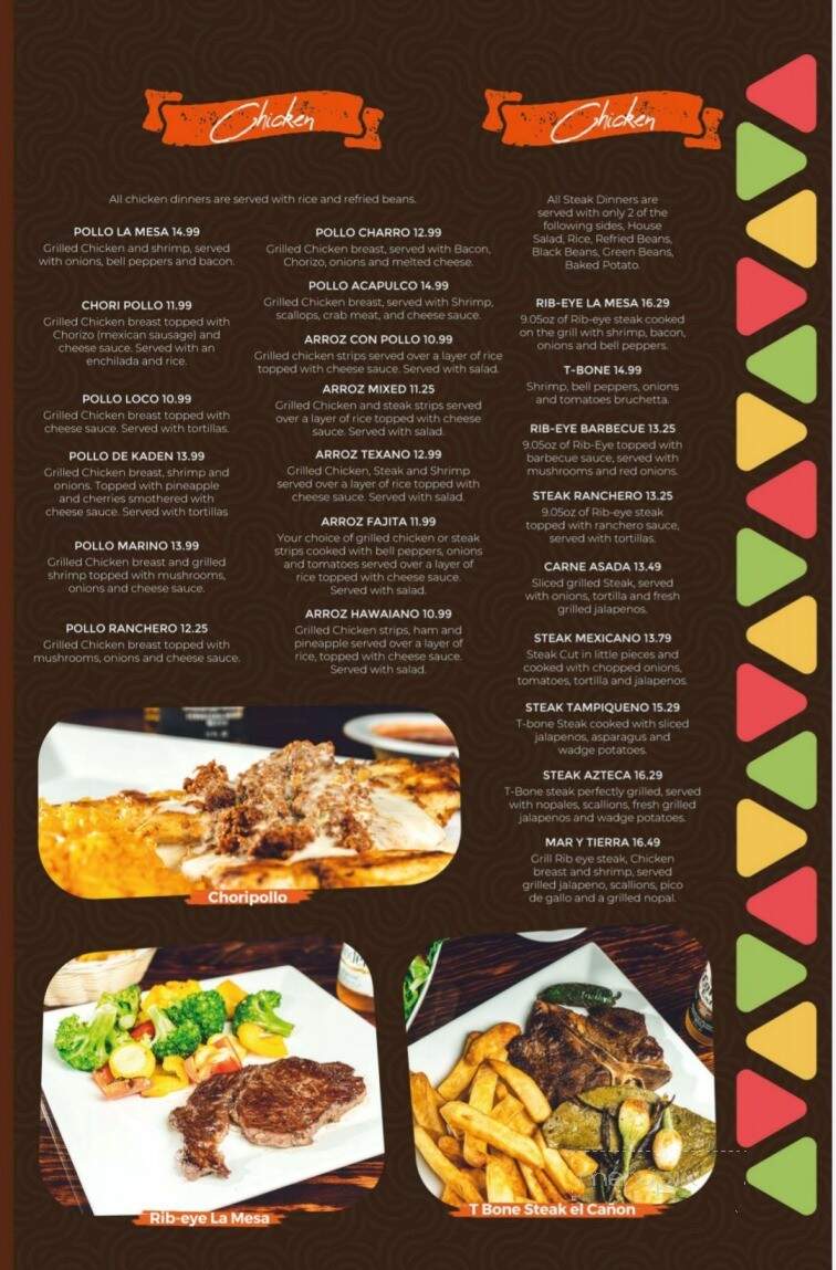 La Mesa - Washington, NC menu_pic