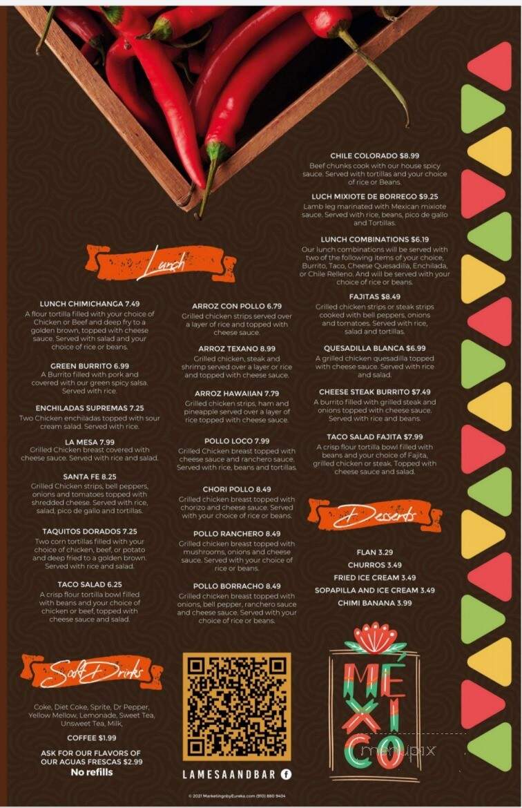 La Mesa - Washington, NC menu_pic