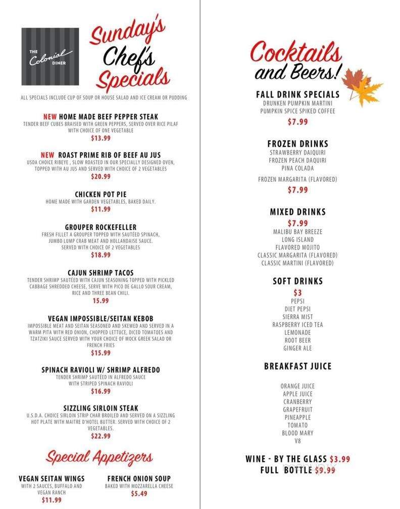 Colonial Diner Restaurant - Woodbury, NJ menu_pic