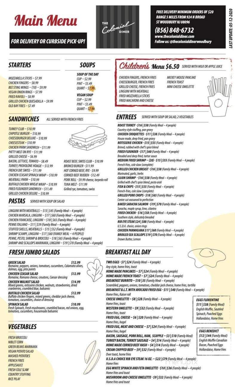 Colonial Diner Restaurant - Woodbury, NJ menu_pic