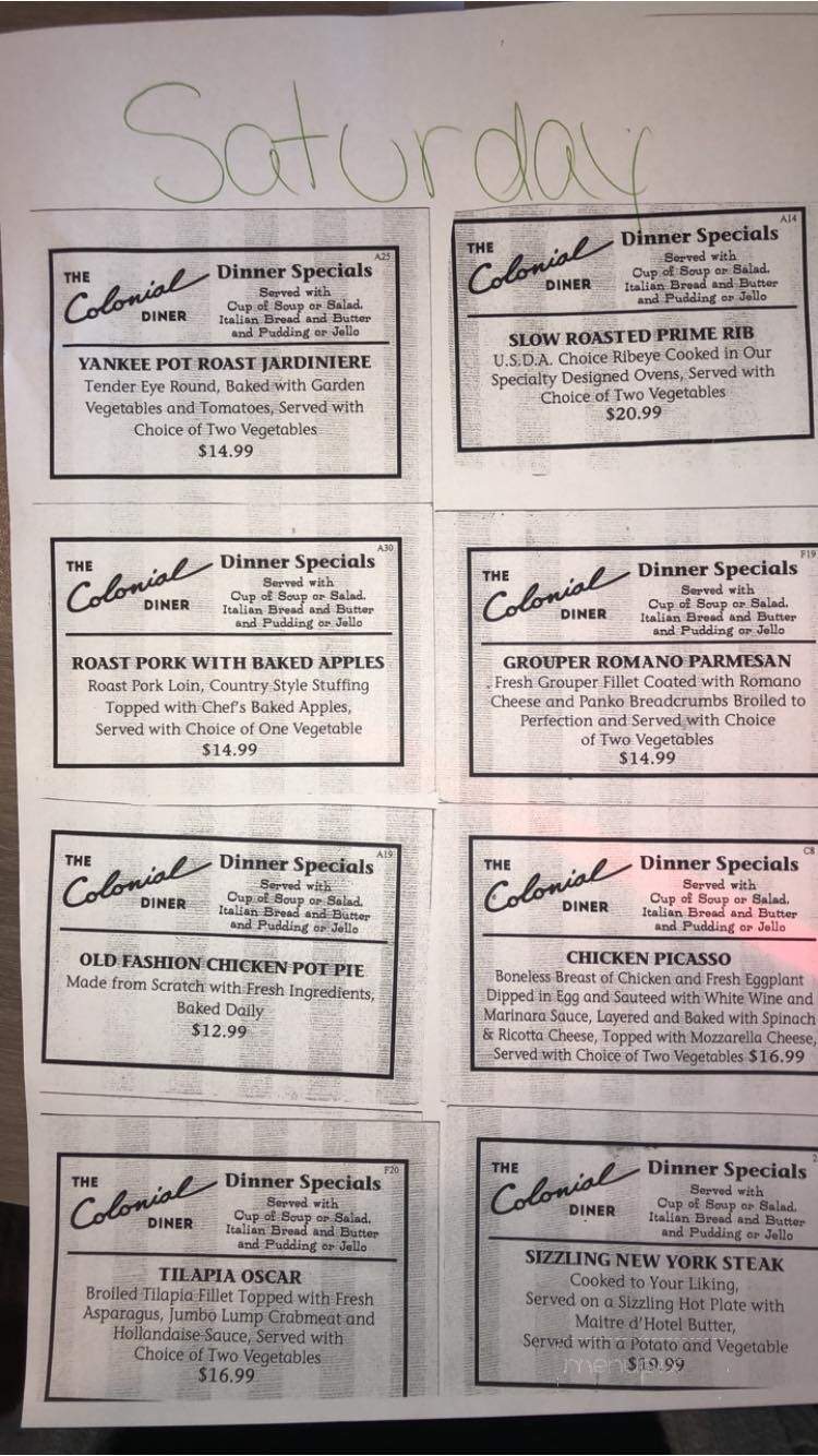 Colonial Diner Restaurant - Woodbury, NJ menu_pic
