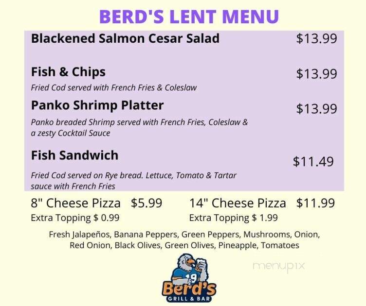 Berd's Grill & Bar - Fairfield, OH menu_pic