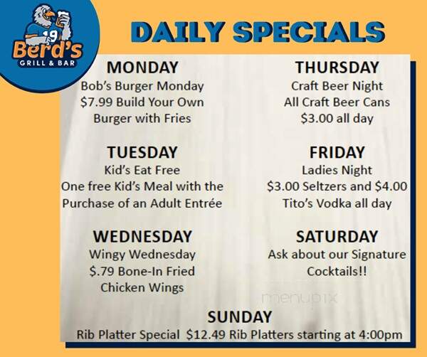 Berd's Grill & Bar - Fairfield, OH menu_pic