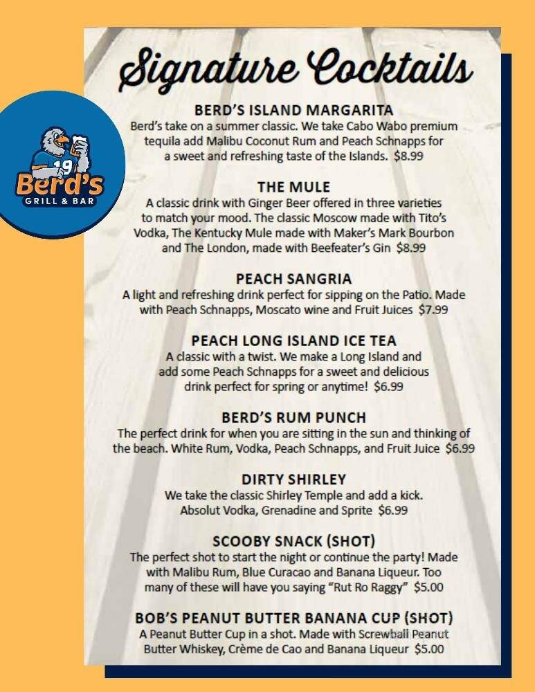 Berd's Grill & Bar - Fairfield, OH menu_pic