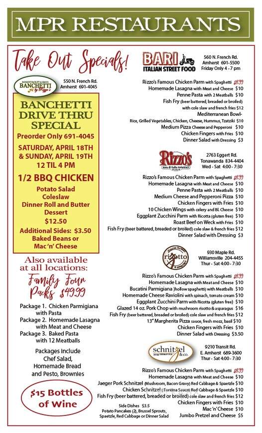 Banchetti By Rizzo's - Amherst, NY menu_pic