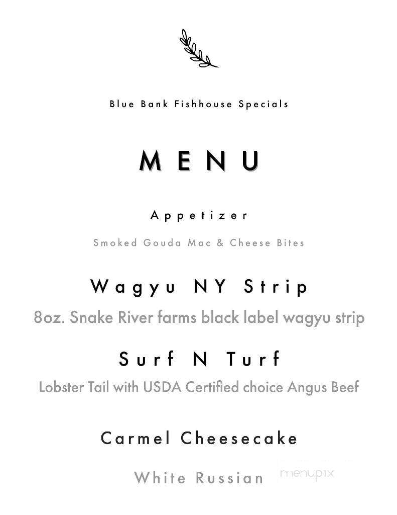 Blue Bank Fish House & Grill - Tiptonville, TN menu_pic