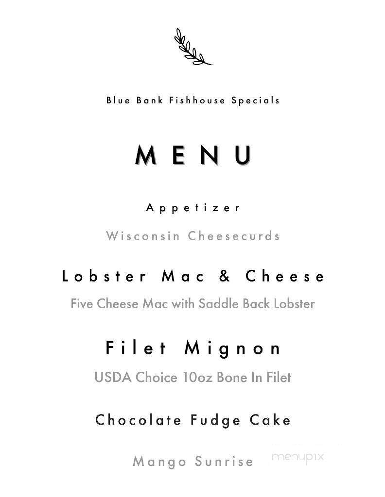 Blue Bank Fish House & Grill - Tiptonville, TN menu_pic
