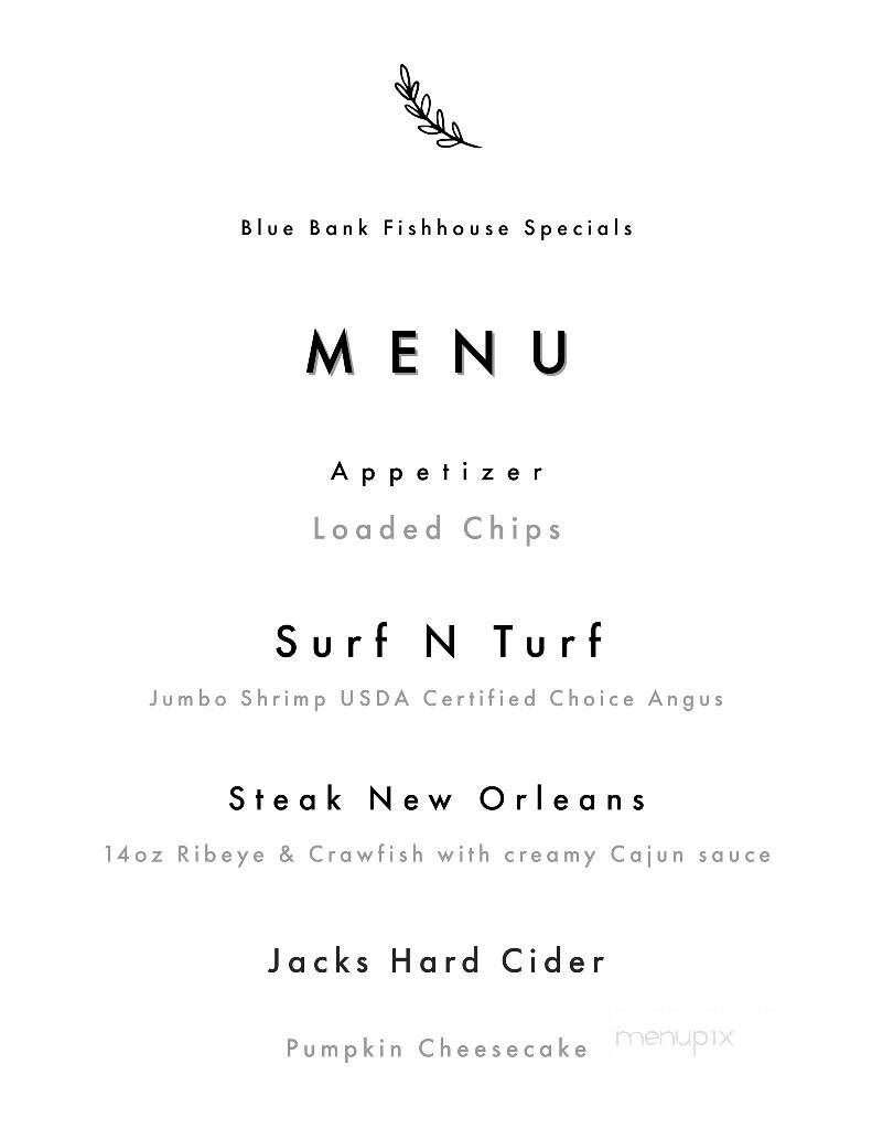 Blue Bank Fish House & Grill - Tiptonville, TN menu_pic