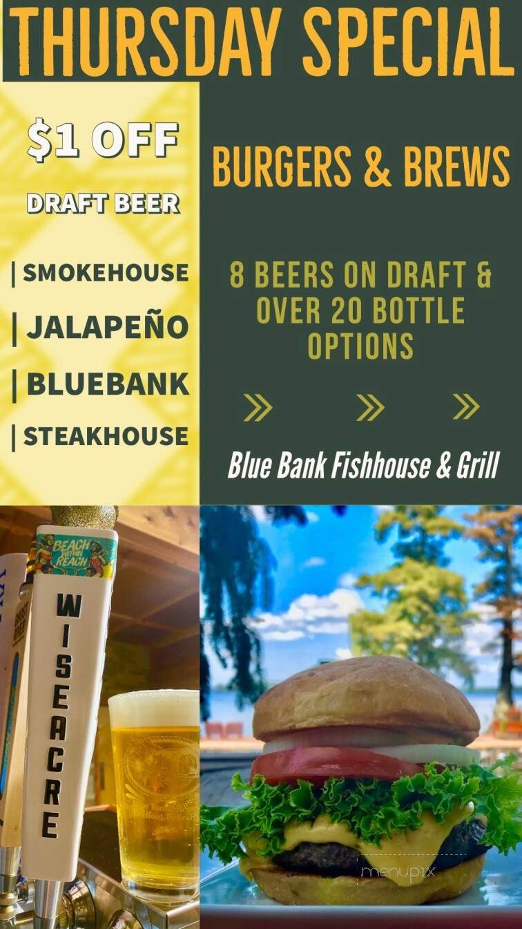 Blue Bank Fish House & Grill - Tiptonville, TN menu_pic