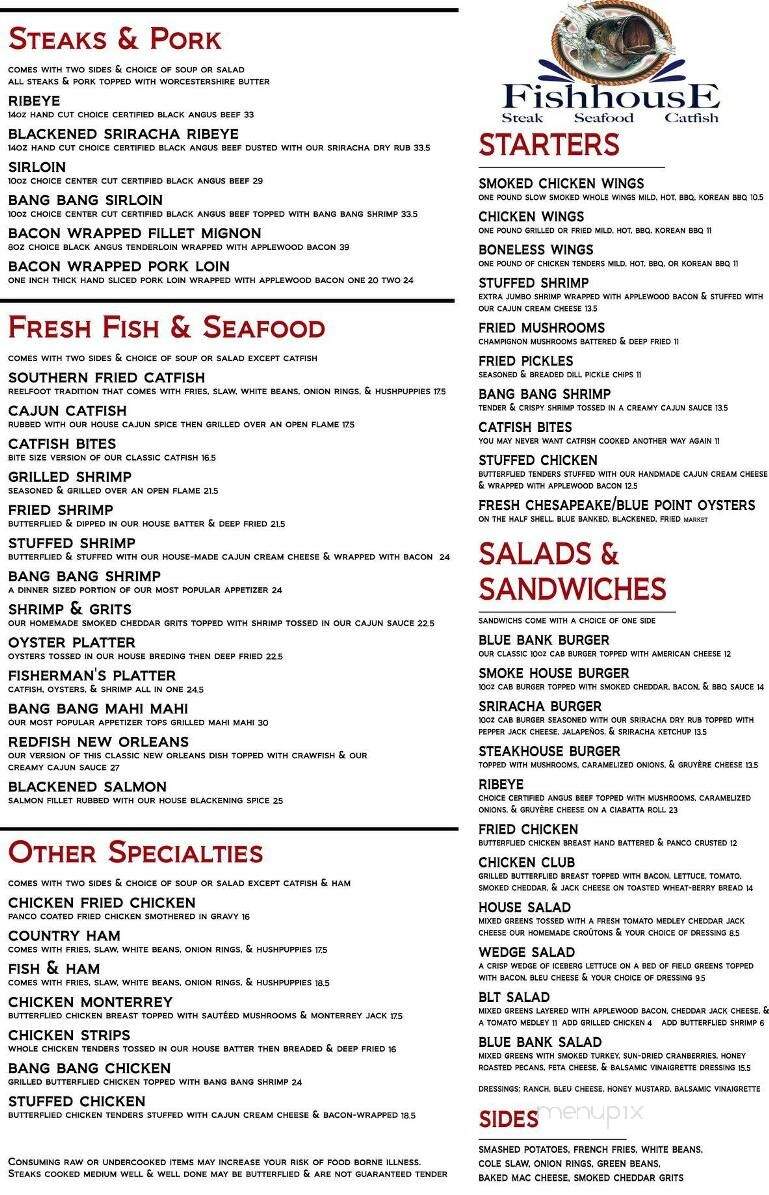 Blue Bank Fish House & Grill - Tiptonville, TN menu_pic
