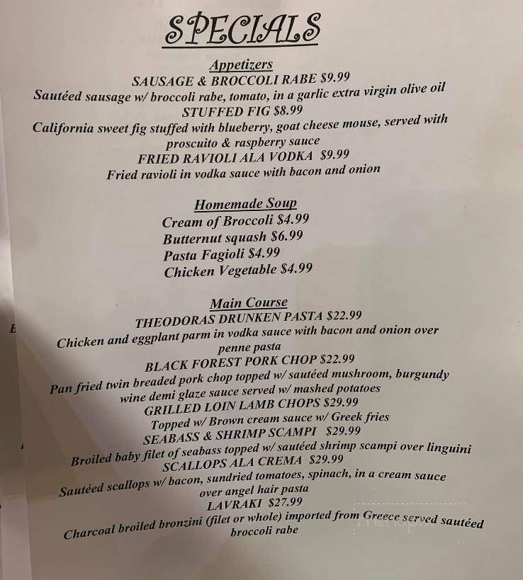 Theodora's - Wharton, NJ menu_pic