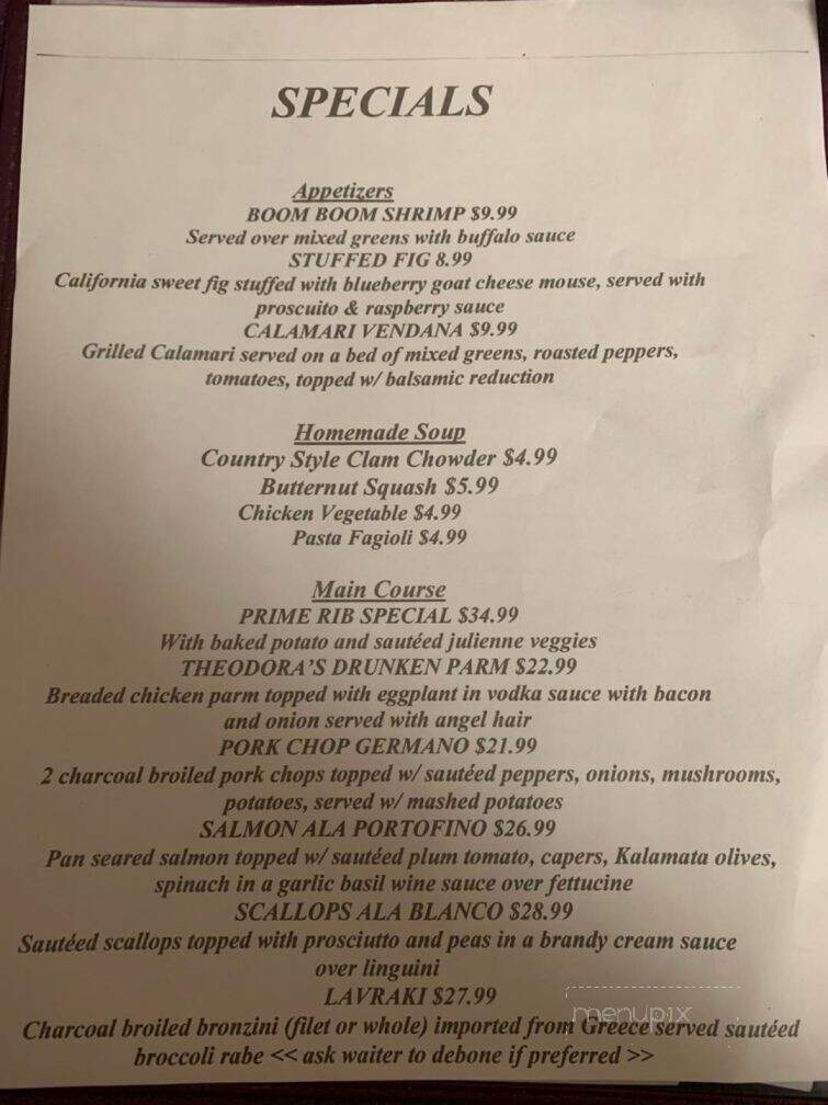 Theodora's - Wharton, NJ menu_pic