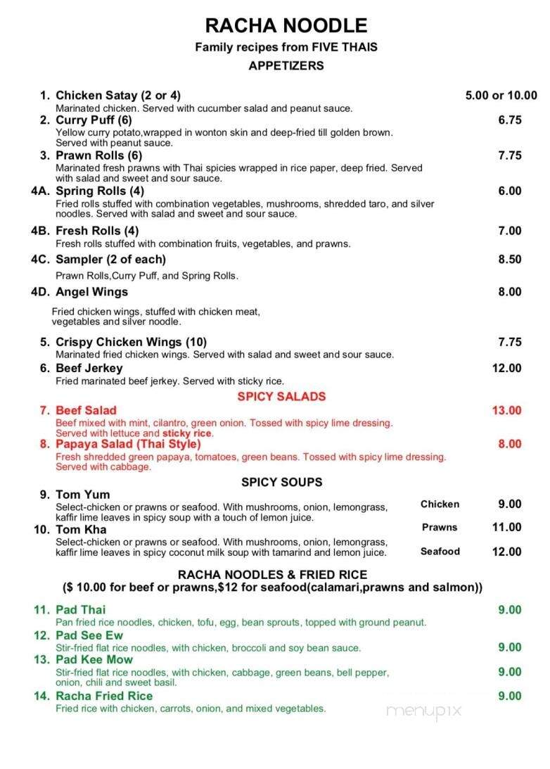 Racha Noodle - Redding, CA menu_pic