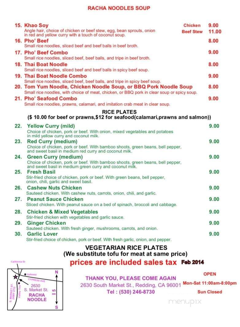 Racha Noodle - Redding, CA menu_pic