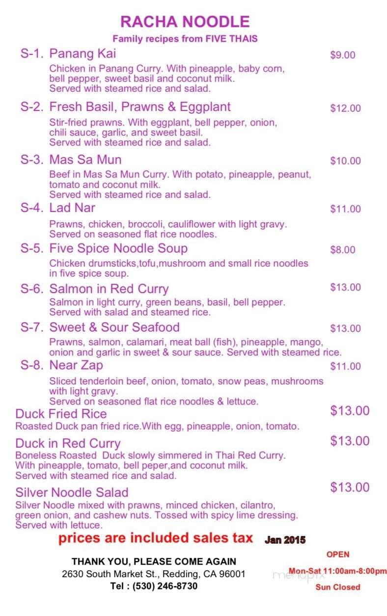 Racha Noodle - Redding, CA menu_pic