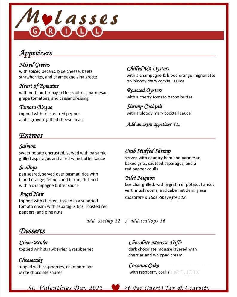 Molasses Grill - Halifax, VA menu_pic