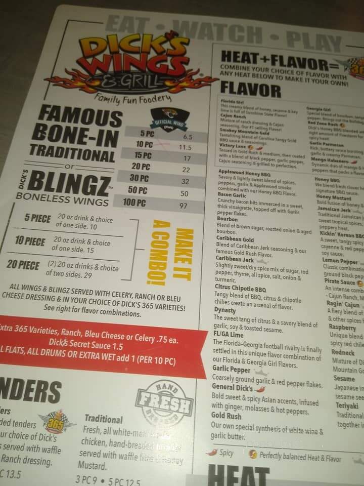 Dick's Wings & Grill - Baxley, GA menu_pic