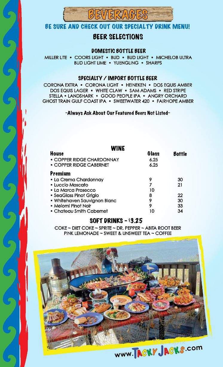 Tacky Jack's 2 - Gulf Shores, AL menu_pic