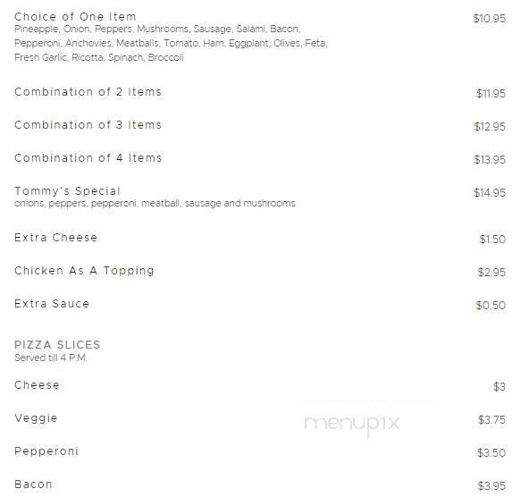 Tommy's Pizza Palace - Portland, CT menu_pic