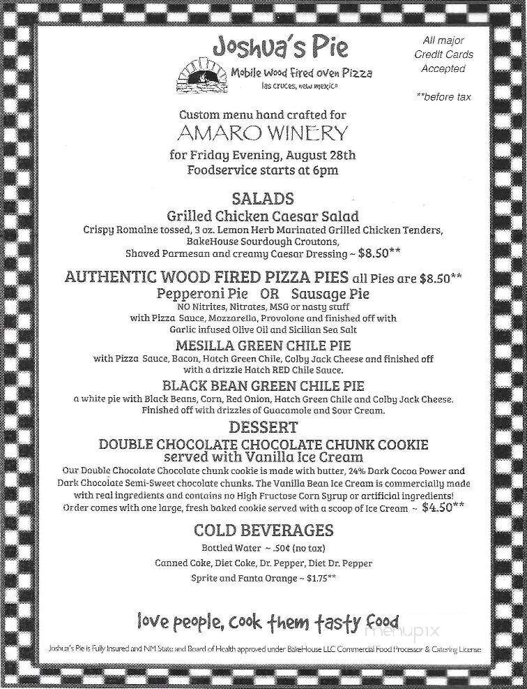 Amaro Winery - Las Cruces, NM menu_pic