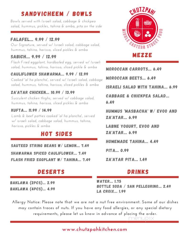 Chutzpah Kitchen - Maplewood, NJ menu_pic