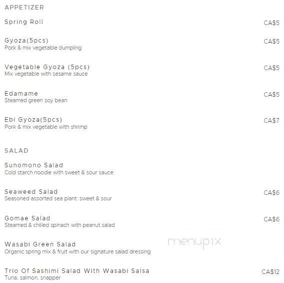 Wasabi - Regina, SK menu_pic