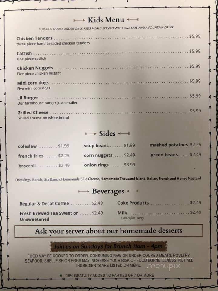 The Farmhouse Restaurant - Danville, KY menu_pic