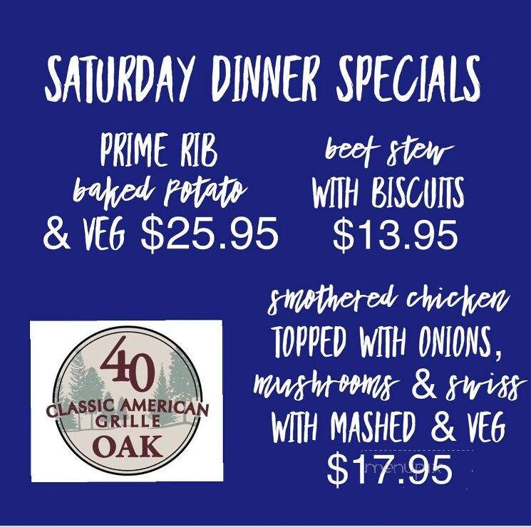40 Oak Classic American Grille - Queensbury, NY menu_pic